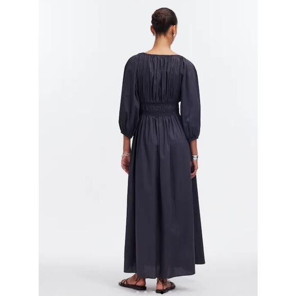 NWT Madewell V-Neck Balloon-Sleeve Maxi Dress Black 14 - Picture 3 of 11